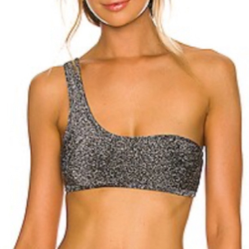One shoulder metallic top or bikini top